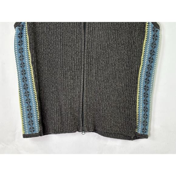 Woolrich Womans Size XL Cotton Blend Knit Zip Front Sweater Vest Gray Blue Green - Picture 3 of 10